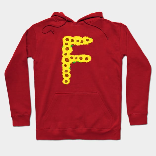 Sunflowers Initial Letter F (White Background) Hoodie by Art By LM Designs 